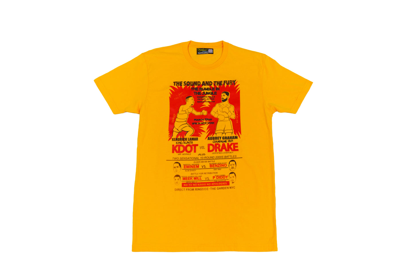 Kendrick vs. Drake screenprinted gold tee