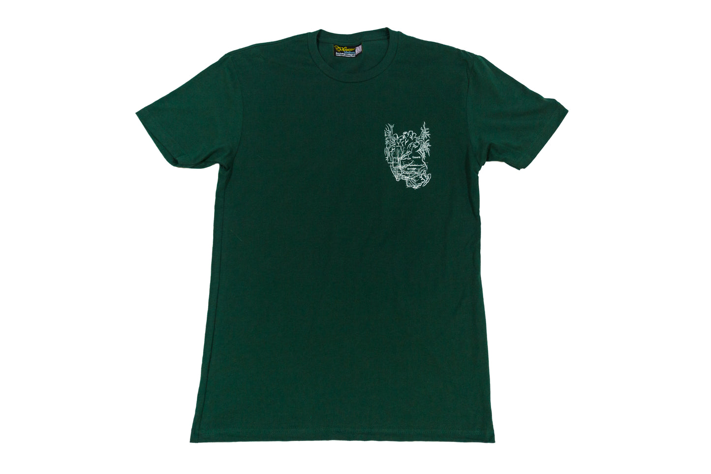 New York City Arteries screenprinted forest green tee