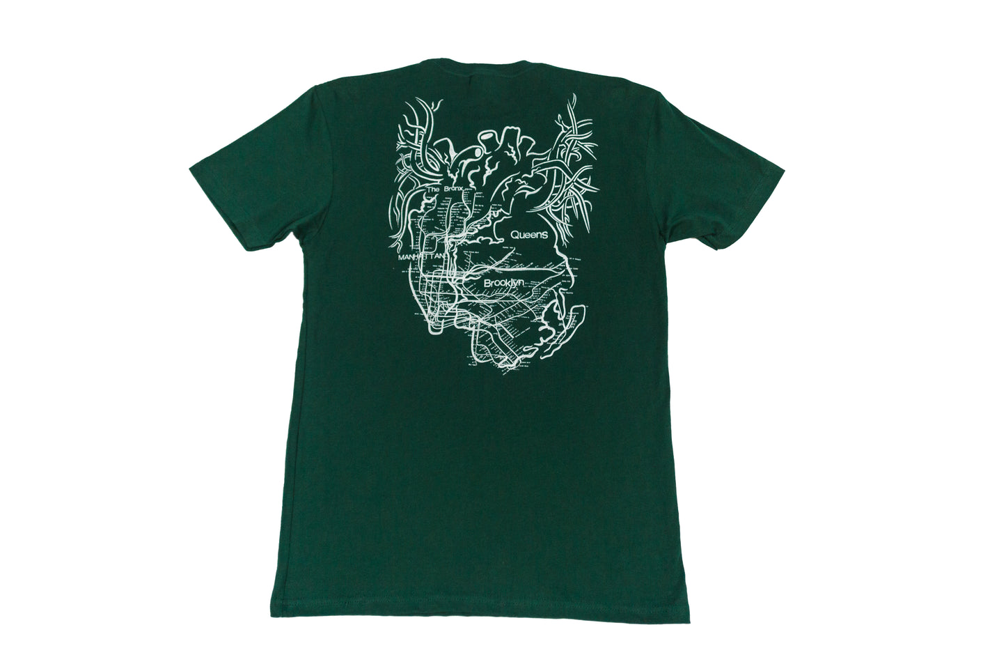 New York City Arteries screenprinted forest green tee