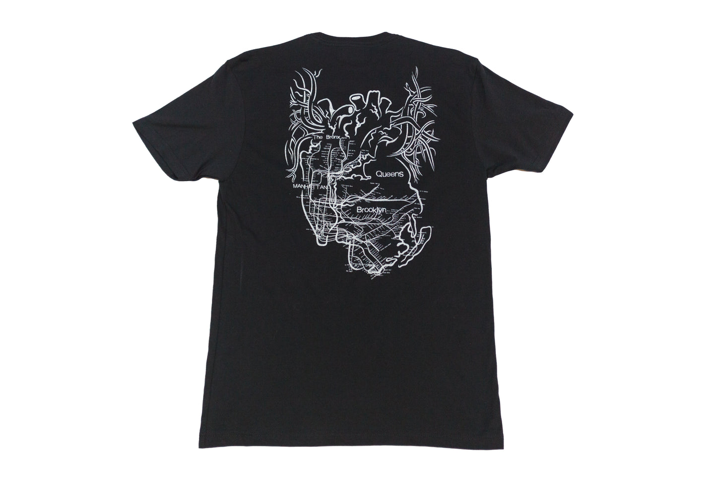 New York City Arteries screenprinted velvet black tee