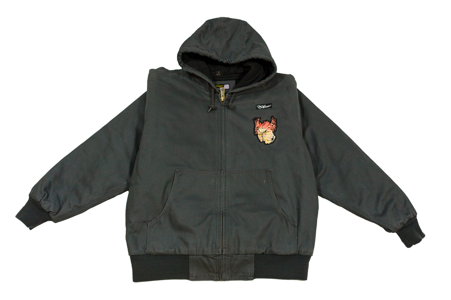 New York City Arteries embroidered gravel highland heavyweight 100% cotton canvas 12 oz. metal zipper hooded weather resistant jacket