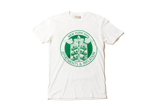 Apartments & Inflation screenprinted white tee