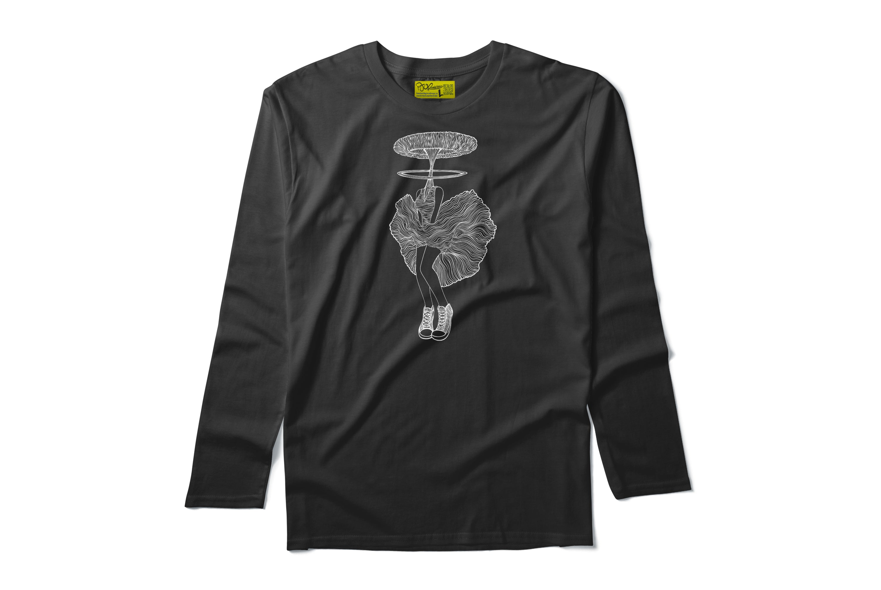 A-Bomb Shell Heat Transfer on Black Long Sleeve Shirt