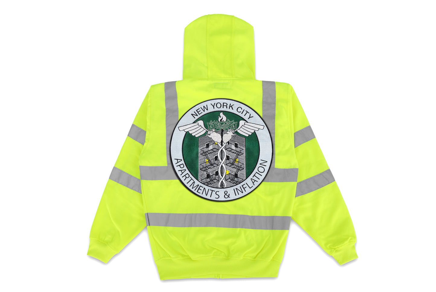 Apartments & Inflation Patch on Hi-Vis Hooded Jacket