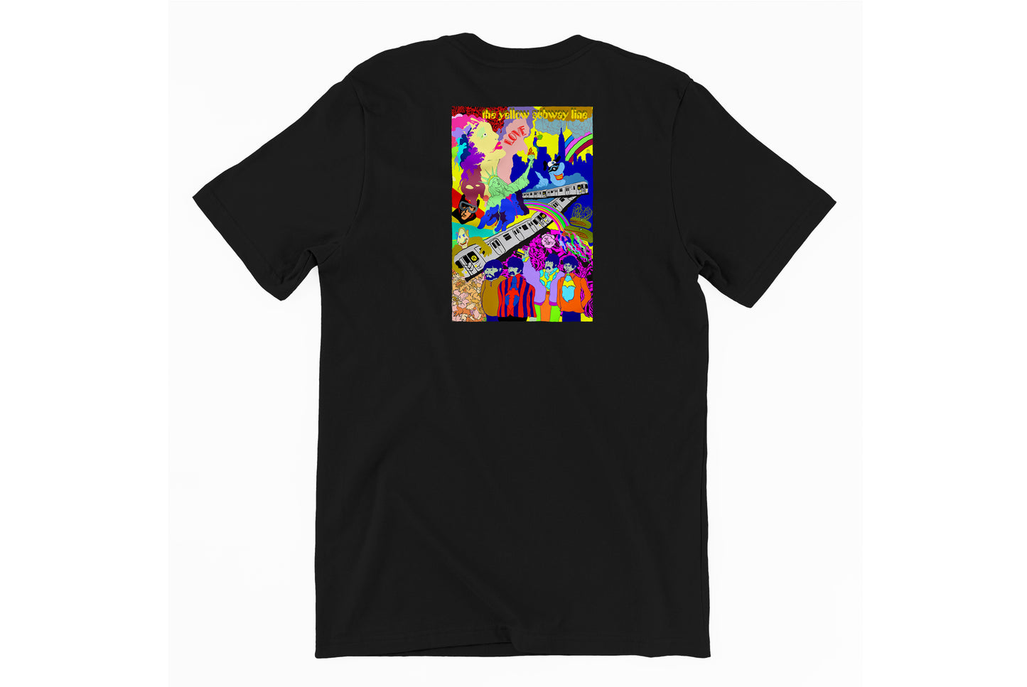 The Yellow Subway Line heat pressed black tee