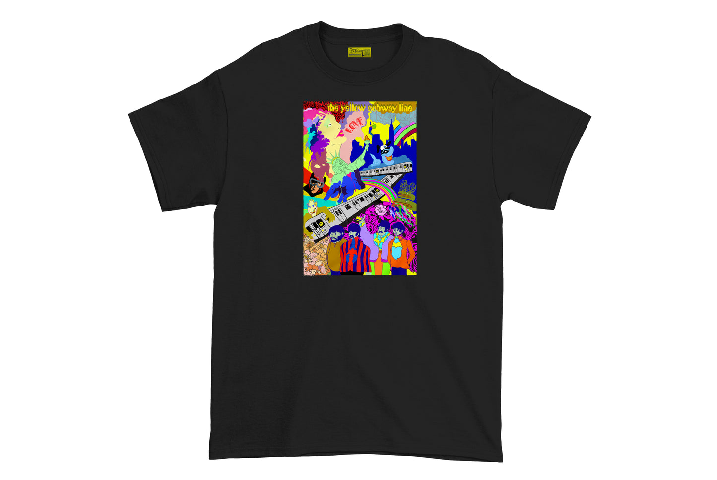 The Yellow Subway Line heat pressed black tee