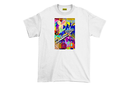 The Yellow Subway Line heat pressed white tee