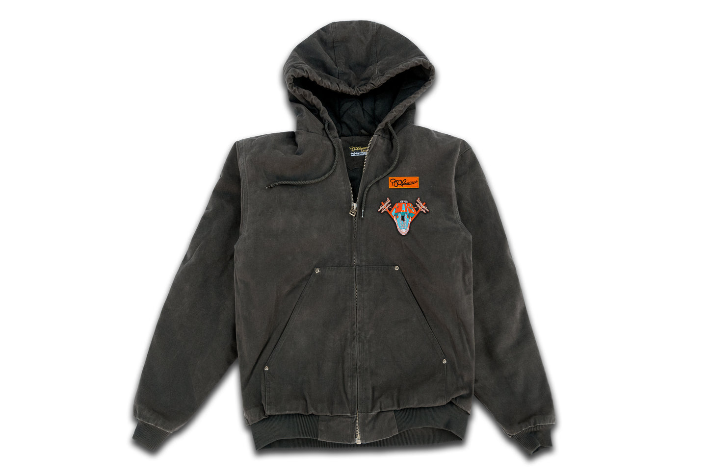 New York Kicks hand sewn embroidery black highland heavyweight metal zipper hooded weather resistant jacket