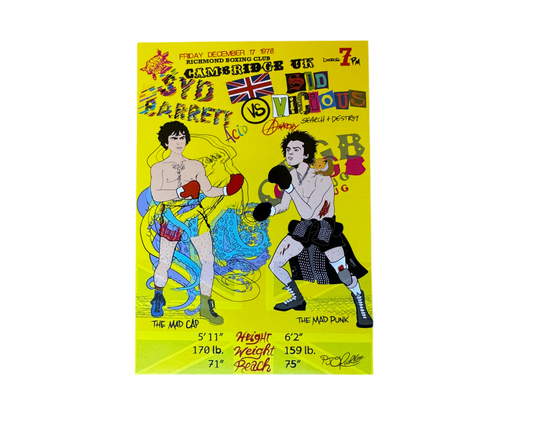 Syd Barrett vs. Sid Vicious post card