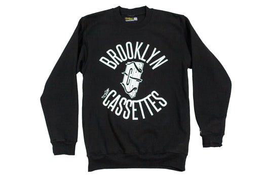 Brooklyn Cassettes screenprinted 9.5 oz. USA made Crewneck