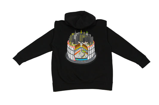 Layer Cake of New York embroidered 10 oz. pullover black hoody