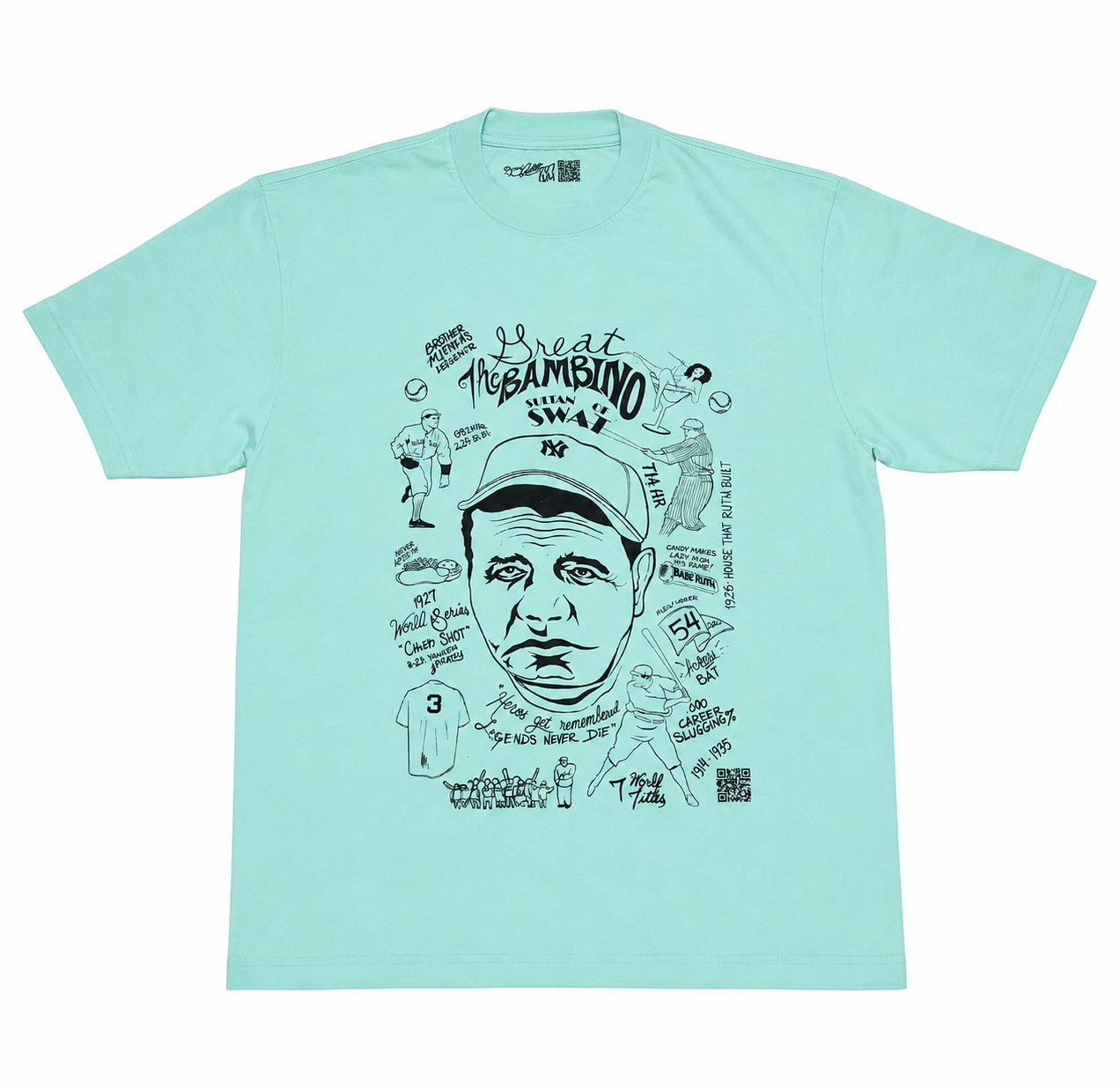 The Great Bambino Powder Blue/ Navy ink Heavyweight Tee