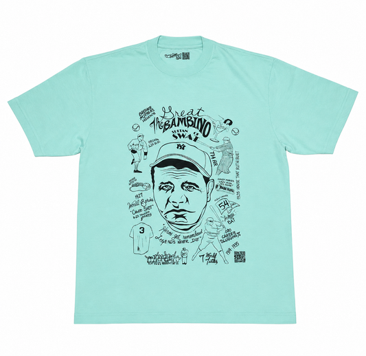 The Great Bambino Powder Blue/ Navy ink Heavyweight Tee