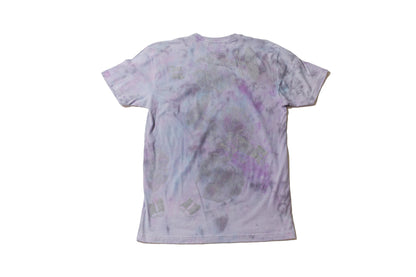 A-Bombshell metallic silver 1/1 screenprinted tye die tee