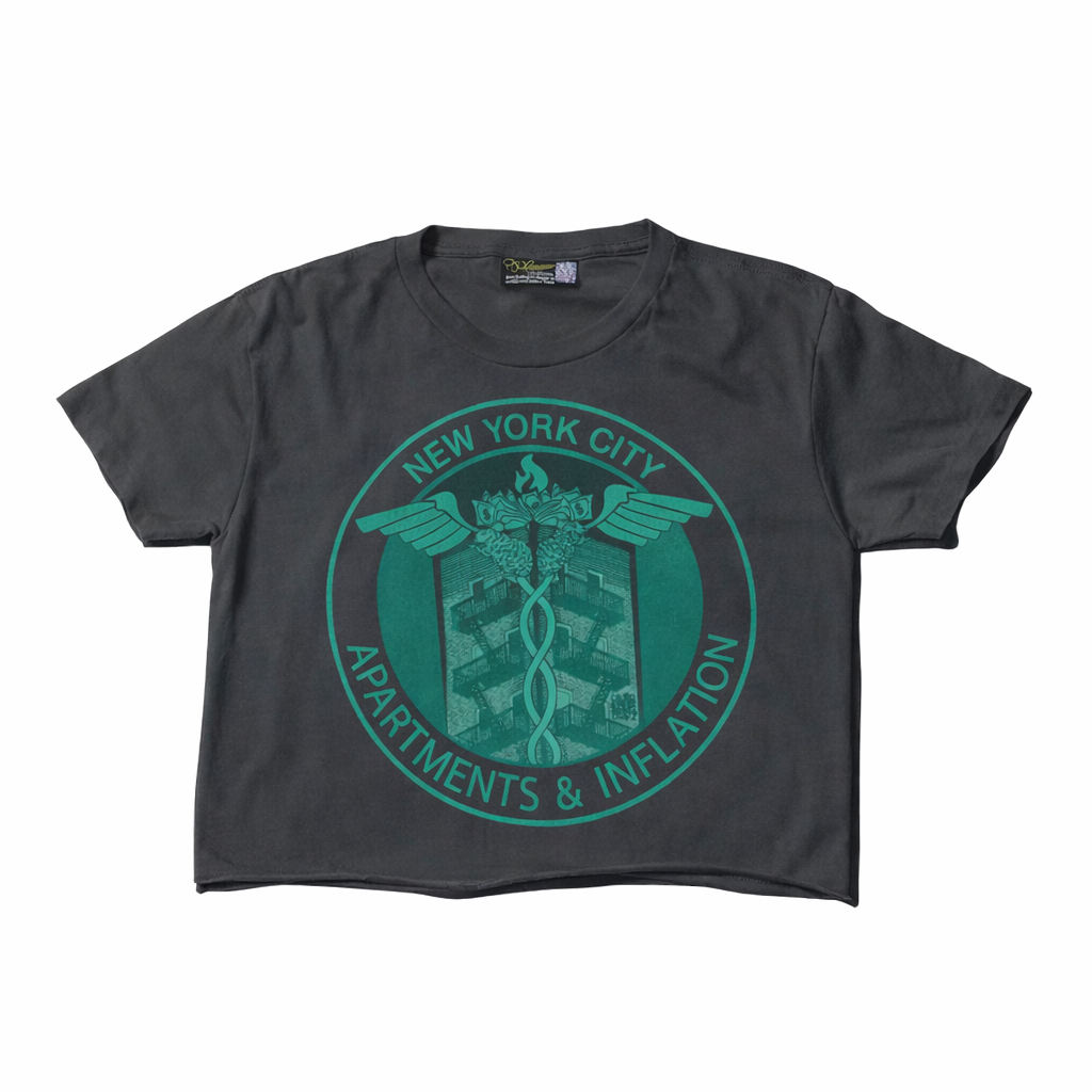 Apartments & Inflation Dark Grey Crop Tee