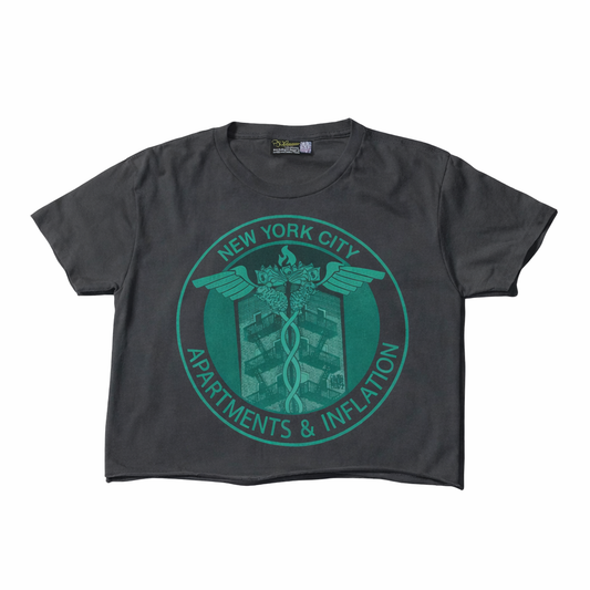 Apartments & Inflation Dark Grey Crop Tee