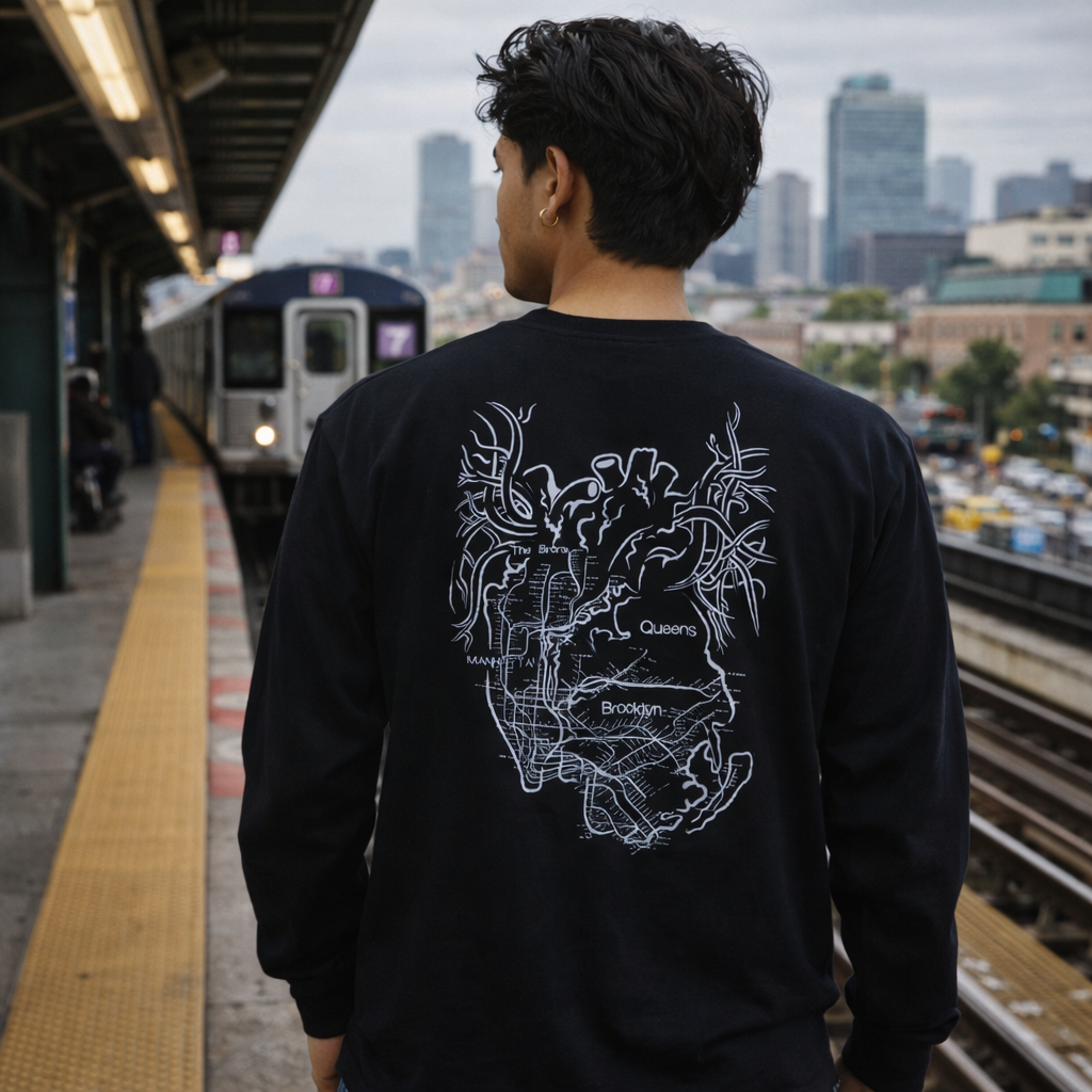 New York City Arteries Heavyweight Long Sleeved Tee