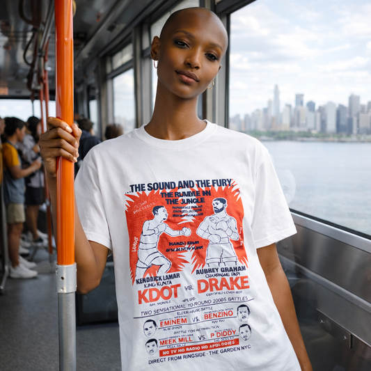 Kendrick vs. Drake screenprinted white tee