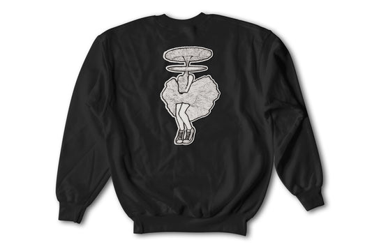 A-Bombshell hand sewn chenille jet black crewneck