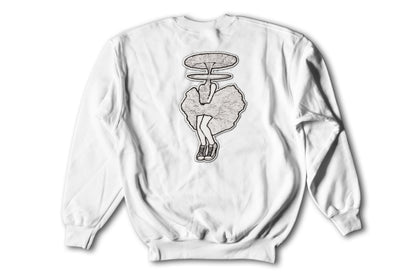 A-Bomb Shell Patch on White Crewneck