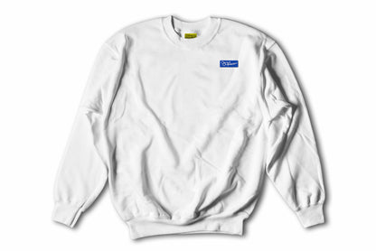 Flat Earth Theory Patch on White Crewneck