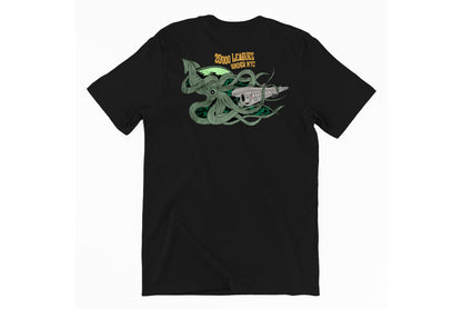 20,000 Leagues Under NYC Heat Transfer on Black T-Shirt