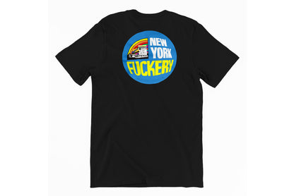 New York Fuckery Heat Transfer on Black T-Shirt