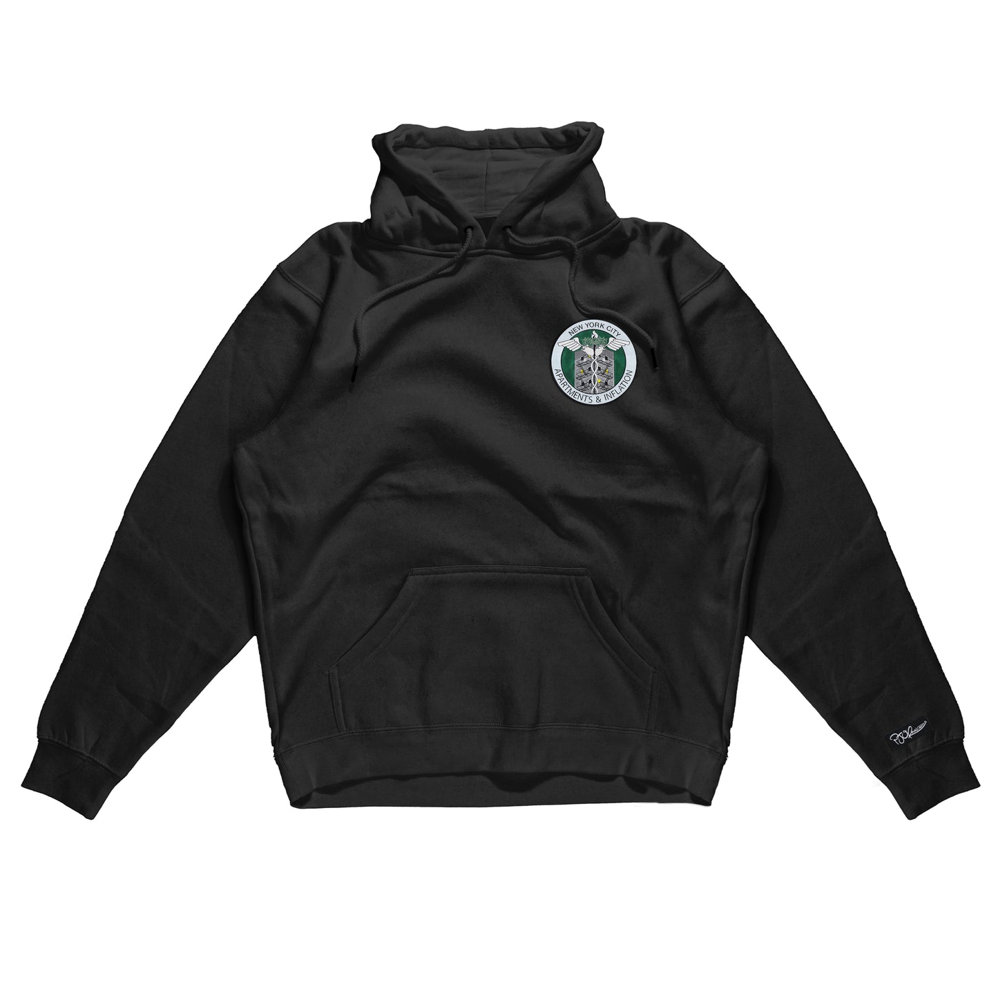 Apartments & Inflation Patch on Black Hoodie
