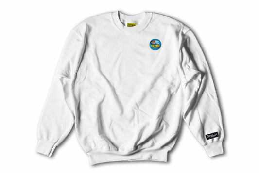 New York Fuckery hand sewn embroidery pure white crewneck