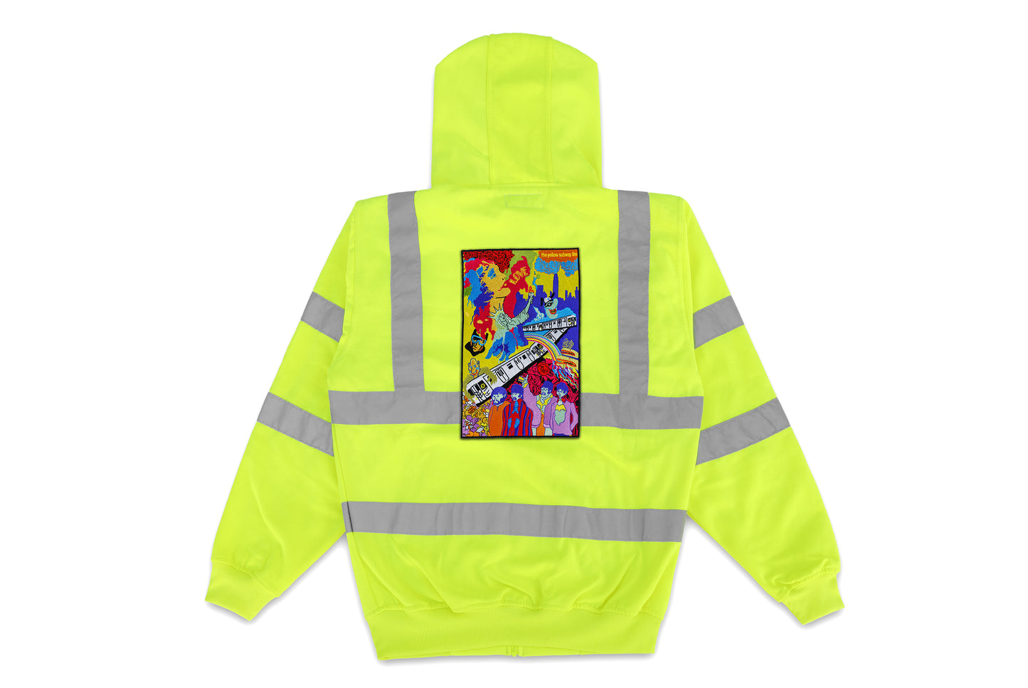 The Yellow Subway Line Patch on Hi-Vis Hooded Jacket