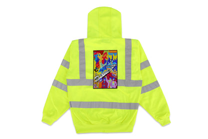 The Yellow Subway Line Patch on Hi-Vis Hooded Jacket