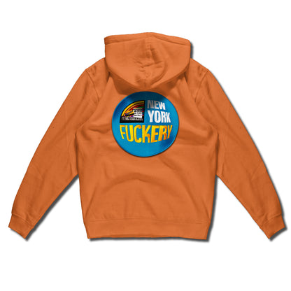 New York Fuckery hand sewn embroidery on pullover hoody