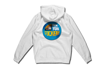 New York Fuckery hand sewn embroidery on pullover hoody