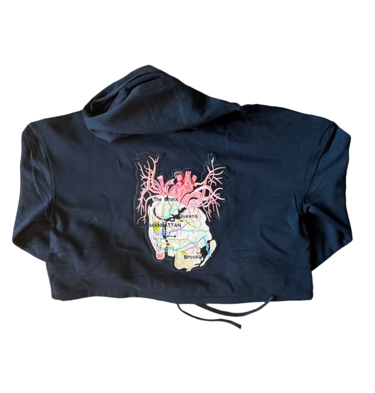 New York City Arteries hand embroidered ladies crop hoody