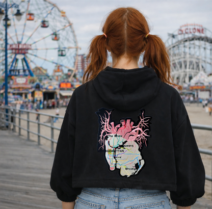 New York City Arteries Crop Hoody