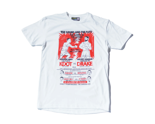 Kendrick vs. Drake screenprinted white tee