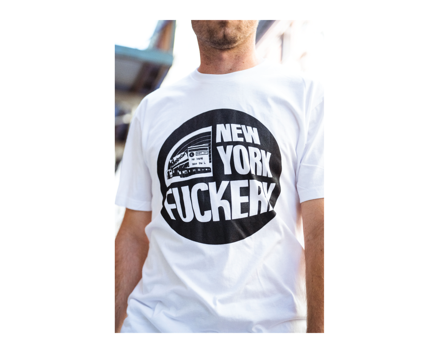 New York Fuckery screenprinted pink on hot pink tee