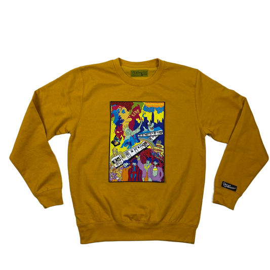 Yellow Subway Line Patch on Mustard Crewneck